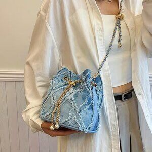 Brand new Blue Denim Crossbody Bucket Handbag